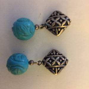 turquoise and sterling silver ball earrings